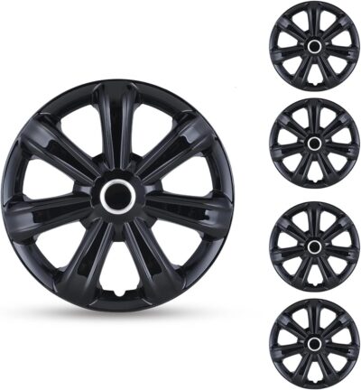 ROXX Black Lacquer Hubcaps Wheel Covers, Universal Wheel Covers Guards Snap On Auto Tire Rim OEM Style Replacement, Fits Most Car Trunk SUV-Set of 4 (14-inch) - Image 2