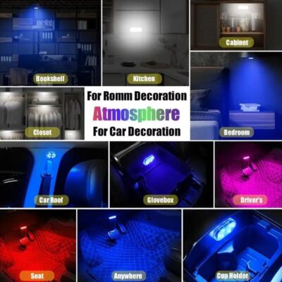 4 PCS Car LED Lights Interior Wireless,7 Colors Magnetic Car Interior Ambient Lights Kit Car Touch Lights,Portable USB Rechargeable Night Reading Light Car Interior Atmosphere Light (4pcs Set) - Image 8