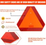 Slow Moving Vehicle Sign Triangle Sign 14"x16" Engineering Grade Reflective Up to 7 Years Outdoor for Golf Cart (Plastic NEW) - Image 3