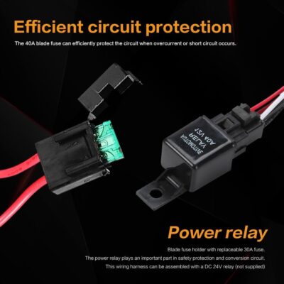 Auxbeam LED Light Bar Wiring Harness, 8.2 FT 12V 40Amp Fuse Relay ON/Off Switch for LED Off-Road Driving Light Fog Light Work Light (1 Lead 2.5 Meter Universal) - Image 3