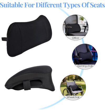 Lumbar Support Pillow for Car, Memory Foam Back Cushion Provides Lumbar Support to Relieve Back Pain, Ideal for Driving Cars and Office Chairs as a Back Support Pillow (Black) - Image 5