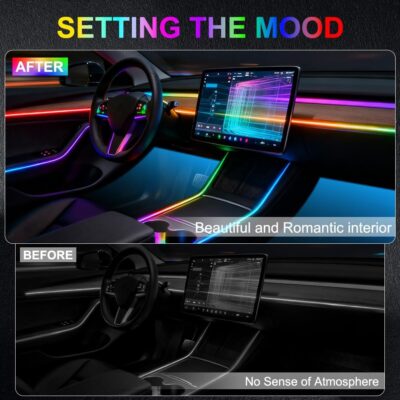 Acrylic Interior Car Ambient Lighting, Interior RGB LED Strip Kit with Music Sync Mode, 55 Inch Length Suitable for Pickup, Trucks, SUV and Large Vehicles (6 in 1) - Image 4