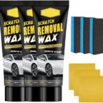 Car Scratch Remover Wax, 2026 New Car Scratch Repair with Sponge and Cloth, Multi-purpose Paint Scratch Remover for Car Detailing, Easy to Use Car Scratch Repair Kit for Drivers(3PCS)