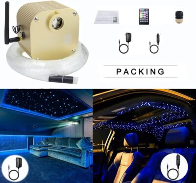 AZIMOM Bluetooth Control 16W Twinkle Fiber Optic Lights Star Ceiling Lighting Kits 450pcs0.03in 9.8ft Fiber Strands RGBW Music Mode Light Engine for Home Indoor Car Interior Decoration - Image 6