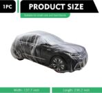 1 PC Disposable Car Cover, Clear Plastic Rain Car Cover with Elastic Band, Garage Dust Proof Storage Protection, Universal for Most Cars (11.48 FT x 19.69 FT) - Image 2