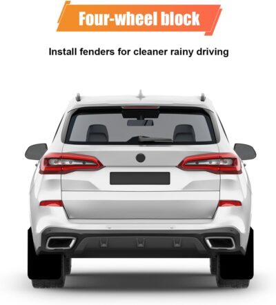 4PCS Universal Car Mud Flaps, Bendable Splash Guards with Fastener Rivet Clips, Flexible Truck Front & Rear Mudguard, Car Exterior Dirty Fenders Accessories for Pickup, SUV (Black) - Image 3