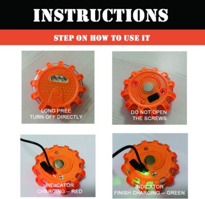 USB Rechargeable LED Road Flares Emergency Lights-Roadside Warning Car Safety Beacon Flashing Disc Flare Kit with Magnetic Base for Vehicles & Boat | 3 Beacon Disc Pack - Image 5