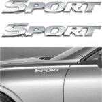 2 PCS 3D Metal Car Sport Sticker, Chrome-Plated Personalise Sport Emblem Car Tailgate Decal Sticker, Automotive Side Fender Rear Adhesive Emblem Badge Decals for SUVs Sedans RVs (Silver)