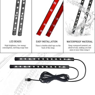 Car LED Strip Light, Interior Car Lights, 24 LEDs Auto RGB Neon Interior Atmosphere Lamp, 12V USB Port Auto Under Dash Ambient Night Light Strip for Vehicles (Red, USB) - Image 7