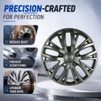 16 Inch Hubcaps with Adjustable Steel Retention Rings, Premium ABS Universal Fit, Set of 4 Wheel Covers (Gunmetal Grey) - Image 4