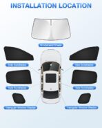 Sunshades for 2025 2026 Nissan Kicks Accessories Windshield Sun Shade Side Rear Window Shade Cover Sun Visor Shield Privacy Protection for Camping Keep Vehicle Cool Black 7PCS - Image 5