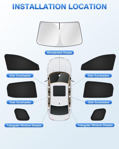 Sunshades for 2025 2026 Nissan Kicks Accessories Windshield Sun Shade Side Rear Window Shade Cover Sun Visor Shield Privacy Protection for Camping Keep Vehicle Cool Black 7PCS - Image 5