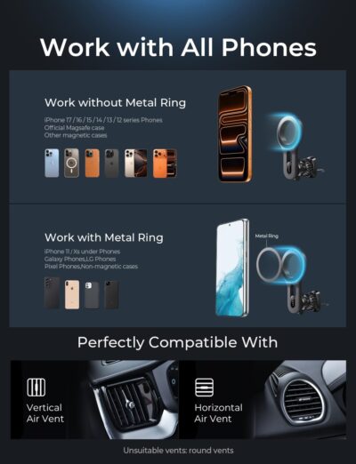 LISEN for MagSafe Car Mount, 2026 Magnetic Phone Holders for Your Car Air Vent Phone Mount, Hands Free Cell Car Phone Holder Accessories for Men Women fit iPhone 17 17e 16 15 14 13 12 Pro Max Kids - Image 8