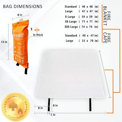 Fire Blanket - 1500F CE Certified Emergency Fire Blanket for Home and Kitchen. 500GSM Fabric & 0.5mm Thick - 100% Fiberglass Fire Extinguisher for Car,Warehouse Office - 2pc (40x40 inches) by Supa Ant - Image 10