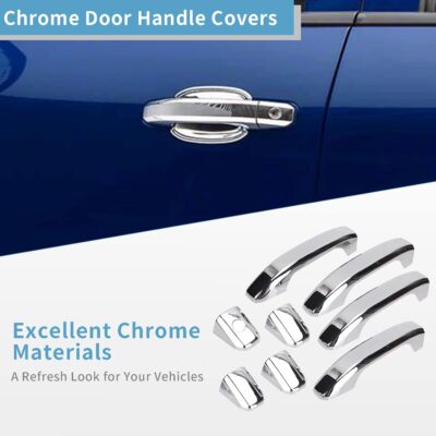 Chrome Door Handle Covers+Top Half Mirror Covers+Tailgate Cover (with Camera Hole) Compatible with Chevrolet Silverado GMC Sierra 1500 2500 3500 2014-2018 - Not for Towing Mirror - Image 4
