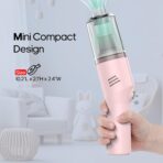 Portable Mini Car Vacuum Cleaner Pink, High Power Cordless(400g) Handheld Rechargeable Vacuum Cleaner for Desk V06 - Image 3