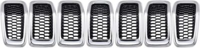 61gKY168M3L._AC_SL1000_.jpg Compatible with 2014-2018 Jeep Cherokee 4-Door Grille Grill Cover Trim Insert Kit 7pcs (Black Mesh Grille + Chrome Moulding Trim) - Image 1