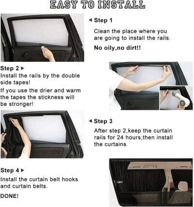 2 Pack Car Curtains Window Shades UV Protection Auto Privacy Shade Valances for Side Window Universal Windshield Sunshade Van Curtain Mesh Screen Blocks Heat Sun Shield Keeps Vehicle SUV Cool - Image 6