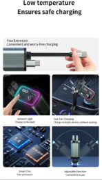 3 in 1 Retractable Car Charger Adapter & FM Transmitter Bluetooth Mp3 Player- Max 65W + 18W with 2 PD Fast Charging,2 Retractable Cables & USB-A Music Playback for iPhone,iPad,Samsung,Pixel - Image 7
