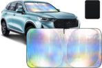Aokway Car Windshield Sun Shade, Laser Reflective Windshield Sunshade | Heat & UV Blocker for Cars, SUVs, Trucks | Flexible Steel Wire Frame,Double Thickened, Foldable Design