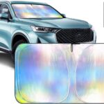 Aokway Car Windshield Sun Shade, Laser Reflective Windshield Sunshade | Heat & UV Blocker for Cars, SUVs, Trucks | Flexible Steel Wire Frame,Double Thickened, Foldable Design