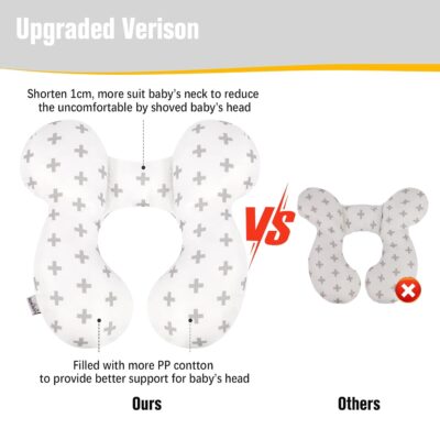 KAKIBLIN Baby Travel Pillow, Baby Neck Pillows for Car Seat, Upgraded Babies Head Pillow, Head and Neck Support Pillow for Car Seat, Stroller, Pushchair, Travel(Twig) - Image 5