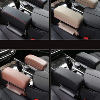 JEYODA Car Armrest Box Adjustable Pad Refit Car Central Lift Armres Storage Organizer Box Arm Rest(Black White line) - Image 3