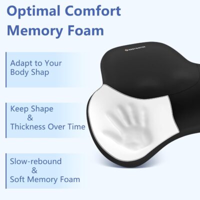Car Lumbar Support Pillow and Neck Pillow kit for Back & Neck Pain Relief Ergonomic Memory Foam Car Seat Headrest & Lumbar Cushion with Adjustable Strap for Driving Seat/Office Chair Black - Image 7