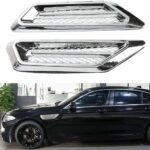 TuTuYa Car Side Mesh Vent, Universal Car Air Flow Chrome Fender Side Vent Decor Sticker Accessories,1 Pair