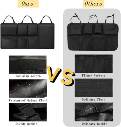 Car Trunk Organizer, Detachable Car Backseat Hanging Organizer with 7 Large Storage Pockets, Collapsible Back Seat Organizer Car Interior Accessories for SUV, Van, Jeep - Image 4