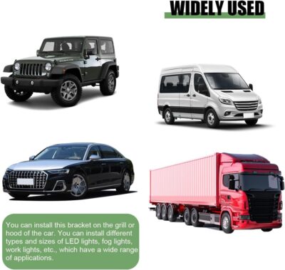 Car LED Light Bar Mounting Bracket, 2PCS Adjustable Vehicle Pillar Hood Lighting Mount Clamp Holder with Hex Wrenches, Auto Lamp Accessories, Universal for Off-Road Truck SUV (Black) - Image 6