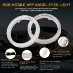 Qasim 1-Pair 95MM RGB LED Angel Eyes Universal Halo Rings for Motorcycle Car DRL Fog Lamp Turn Signal Light APP Bluetooth Control Multi-Color 12V - Image 3