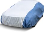 Season Guard HYVEK™ Car Cover for Sedan up to 228", Waterproof All-Weather Outdoor Cover with PE Outer & Cotton Lining, Breathable Blue Sides, Scratch-Resistant, UV Protection, White/Blue