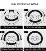 Car Steering Wheel Cover for Women Cute Flower Purple Steering Wheel Cover Leather Non-Slip Fit 15 inch - Image 5