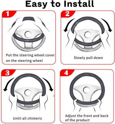 15 inch Car Steering Wheel Cover, Carbon Fiber Microfiber PU Leather Elastic Steering Wheel Protector for Men Women, Anti-Slip Breathable Car Interior Accessories (Black) - Image 4