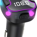 Bluetooth 5.3 Car Adapter, PD &QC3.0 Fast Charging FM Radio Transmitter for Car, Radio Bluetooth Receiver, Hands-Free Calling, U Disk & Colorful Light