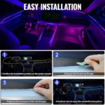 Ambient Lighting Car Led Lights Interior Kit,4 in 1 Acrylic Led Lights for Car Interior Decorations,DIY Fiber Optic Music Sync RGB Neon Strip Ambiance Footwell Lighting with Wireless APP - Image 6