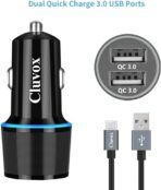 Fast USB Car Charger for Samsung Galaxy A56/A55/A54/A53/A50/A17/A16/A15/A14/S26/S25/S24/S23/S22/S21 Plus/Ultra/Note 20/A21/A31/A51 Quick Charge 3.0 Dual USB Rapid Car Charger with Type C Cable 3.3ft - Image 2