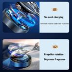 Solar Car Air Freshener, Helicopter Solar Energy Rotating Aromatherapy Aroma Diffuser Long Lasting Fragrance Perfume Car Accessories Cars Interior Decoration Ornament (Silver/Red/Black) - Image 5