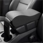 Car Armrest Cushion, Soft Memory Foam Auto Armrest Pillow with Storage Bag, Leather Center Console Arm Rest Padded Cushion with Phone Holder, Universal Car Accessories (Black)