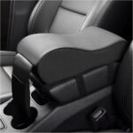 Car Armrest Cushion, Soft Memory Foam Auto Armrest Pillow with Storage Bag, Leather Center Console Arm Rest Padded Cushion with Phone Holder, Universal Car Accessories (Black)