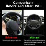 Steering Wheel Cover，Steering Wheel Wrap，Steering Wheel Covers, Wear-Resistant, Sweat-Absorbing, Anti-Slip and Dustproof Fits Most Sedans, SUVs, Trucks, and Vans (Black, Smooth) - Image 4
