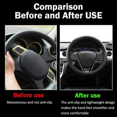Steering Wheel Cover，Steering Wheel Wrap，Steering Wheel Covers, Wear-Resistant, Sweat-Absorbing, Anti-Slip and Dustproof Fits Most Sedans, SUVs, Trucks, and Vans (Black, Smooth) - Image 4
