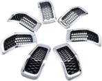 Compatible with 2014-2018 Jeep Cherokee 4-Door Grille Grill Cover Trim Insert Kit 7pcs (Black Mesh Grille + Chrome Moulding Trim) - Image 7