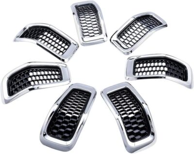 Compatible with 2014-2018 Jeep Cherokee 4-Door Grille Grill Cover Trim Insert Kit 7pcs (Black Mesh Grille + Chrome Moulding Trim) - Image 7