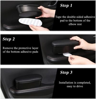 Car Armrest Support Cover, Left Side Door Armrest Cushion Pad Extender with Storage Box, Anti-Slip & Waterproof Leather Driver Left Arm Rest Storage Cover, Car Accessories (Black, Style 1) - Image 6