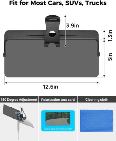 JOYTUTUS Sun Visor Extender for Car, Universal Anti-Glare Polarized Sun Visor Easy to Install, UV400 Visor Extension Protect from Glare/UV Ray/Stray Light, Safe Driving for Car - Image 7