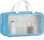 Double Layer Clear Makeup Bag, Toiletry Bag, Large Opening with Handle, Cute Water-Resistant Travel Cosmetic Bag with Double Zipper for Car Essentials - Image 2