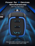 USB C Car Charger, 3 Port PD Super Mini Cigarette Lighter Adapter, 2Pack USB-C & A Fast Car Charging for iPhone 16/15 Pro Max, Galaxy S25/S24, iPad, Pixel, Android Phones,Travel Essentials for Men - Image 2