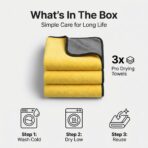 Microfiber Towels for Cars - 15.7" x 15.7" inches, Highly Absorbent Professional Grade Drying Towel Set for Superior Cleaning and Drying Performance - Car Drying & Kitchen Towel - Pack of 3 - Image 7